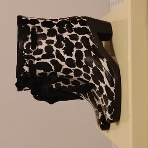 Kate Spade Patty Black Rubber Leopard Print Ankle Rain Boots Size 8